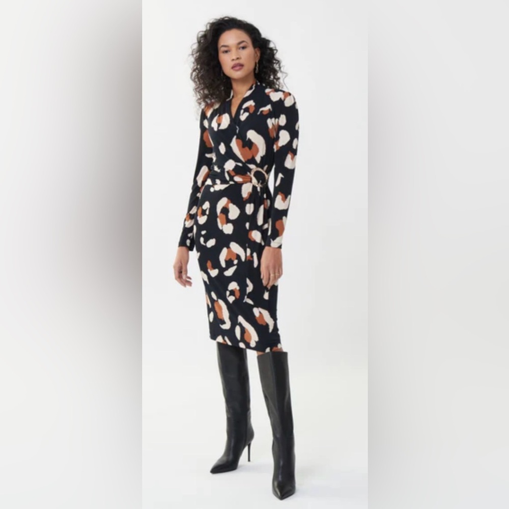 Joseph Ribkoff Animal Print Mock Wrap Dress Patterned Dress **Designer brand**